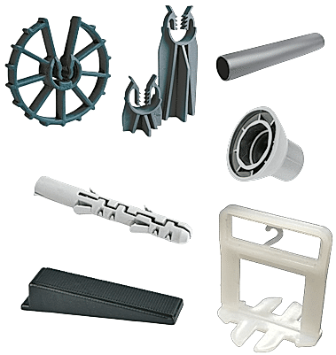 Çim Plastik, Perde Kolon Paspayları, Döşeme Paspayları, Fore Kazık Paspayları, Tie-Rot Boru ve Başlıklar, PVC Çıtalar, Plastik Dübeller, İzolasyon Dübelleri, Derz Artıları, Tespit Kroşeleri